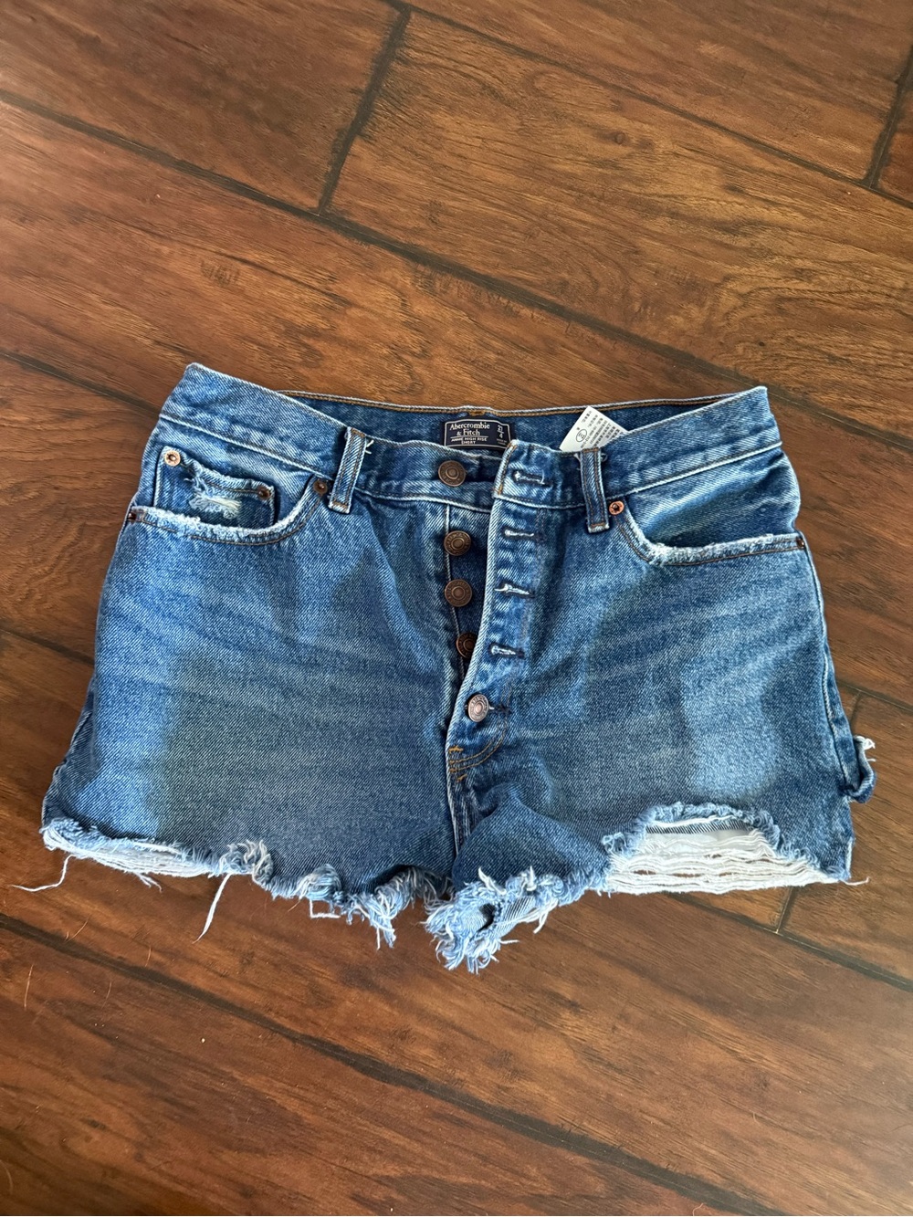Abercrombie & Fitch Distressed Blue Denim Jean Shorts